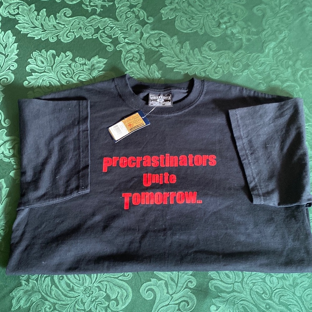 NWT Vintage Steve & Barry’s Y2K Procrastinators Unite Tomorrow T-Shirt M unisex